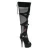 Tasha - 6 Inch Peep Toe Fishnet Thigh High w-Buckles